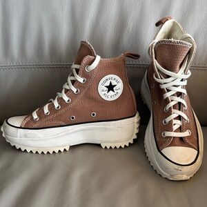 Converse Brown High-Top Sneakers with Chunky Platform Sole sz 6.5